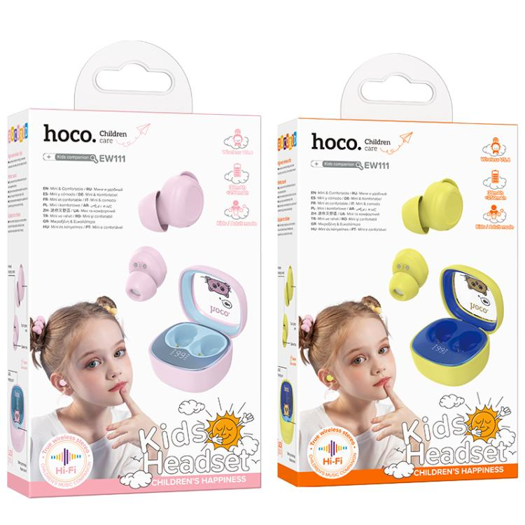 Packaging original hoco Children Kids Headset EW111 en rosado y amarillo