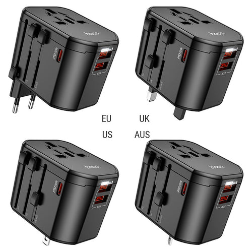 Adaptador HOCO AC15 Walker con sus cuatro formatos de enchufe