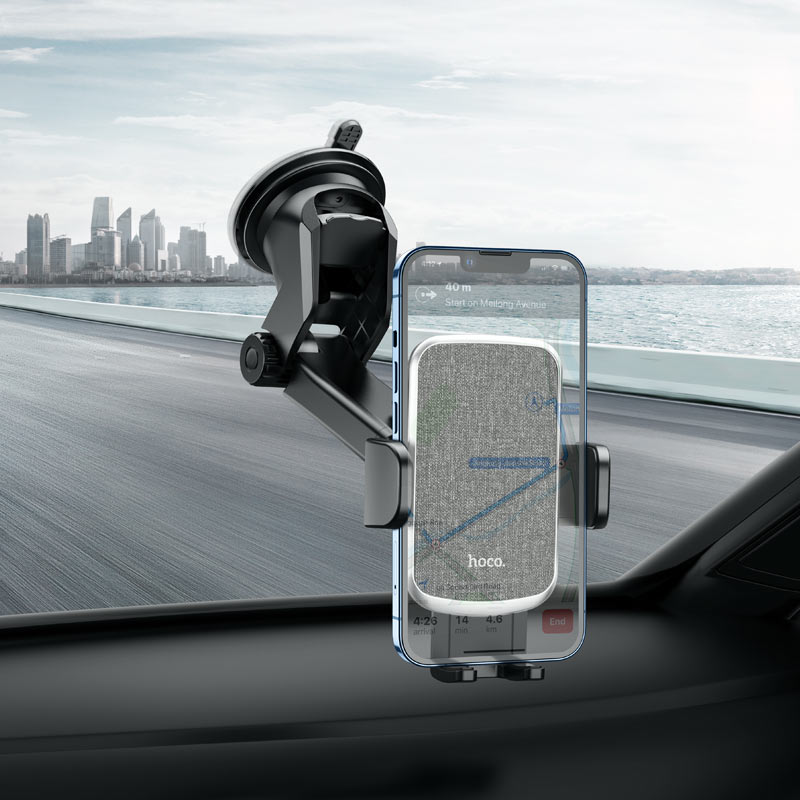 Soporte HOCO CA95 Polaris instalado en el parabrisas del automóvil