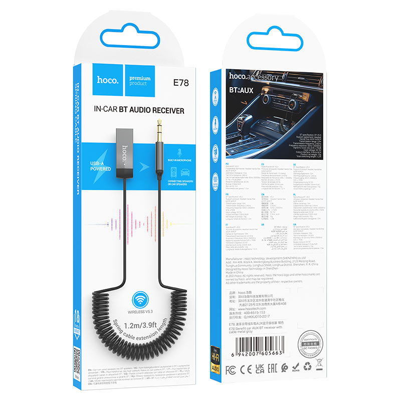 Empaque original del receptor Bluetooth para auto HOCO E78 Benefit