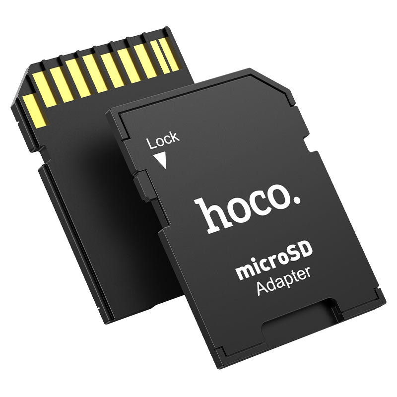 Adaptador HOCO HB22 vista general con tarjeta microSD