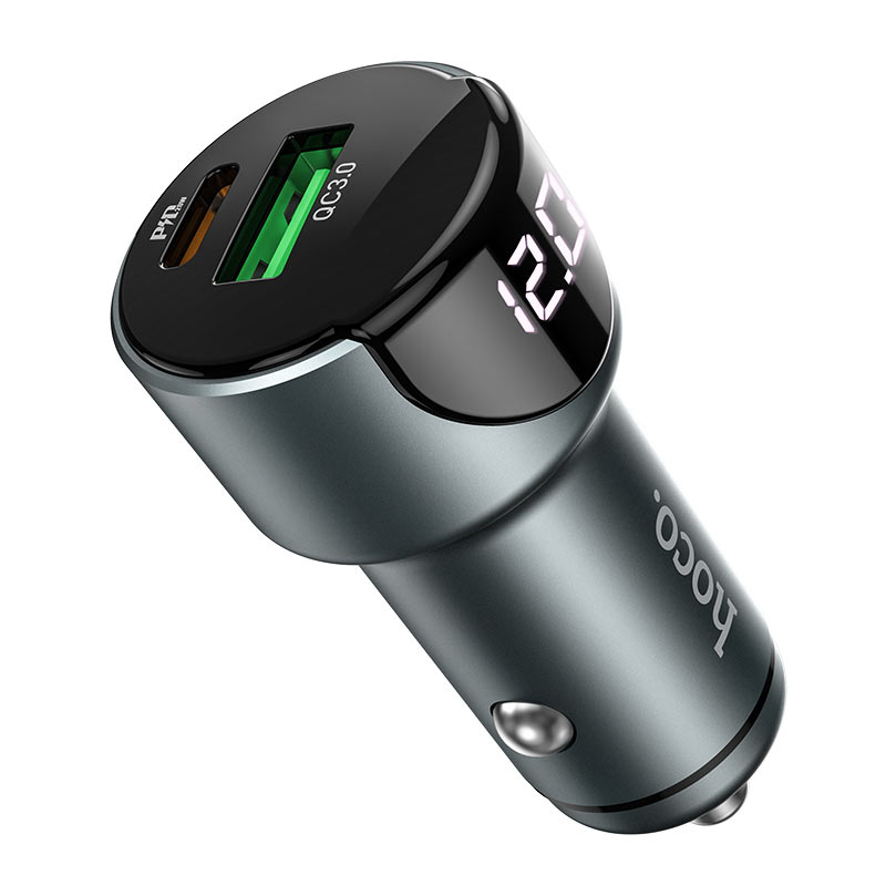 Cargador de auto HOCO Z42 Light Road con pantalla digital