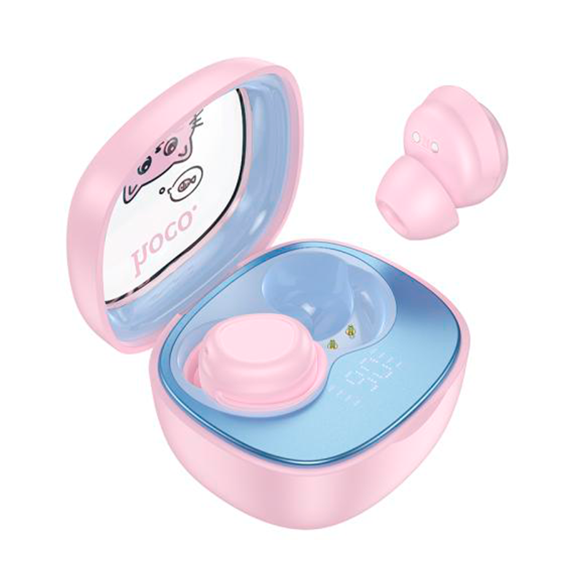 Audífonos Bluetooth para niños HOCO EW111 color rosado con estuche de carga