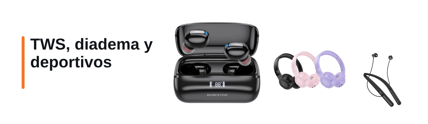 Audifonos Bluetooth en Tu Merkado: BOROFONE BE55 Perfect, diadema BOROFONE BO32 y deportivos HOCO ES73 Dynastic